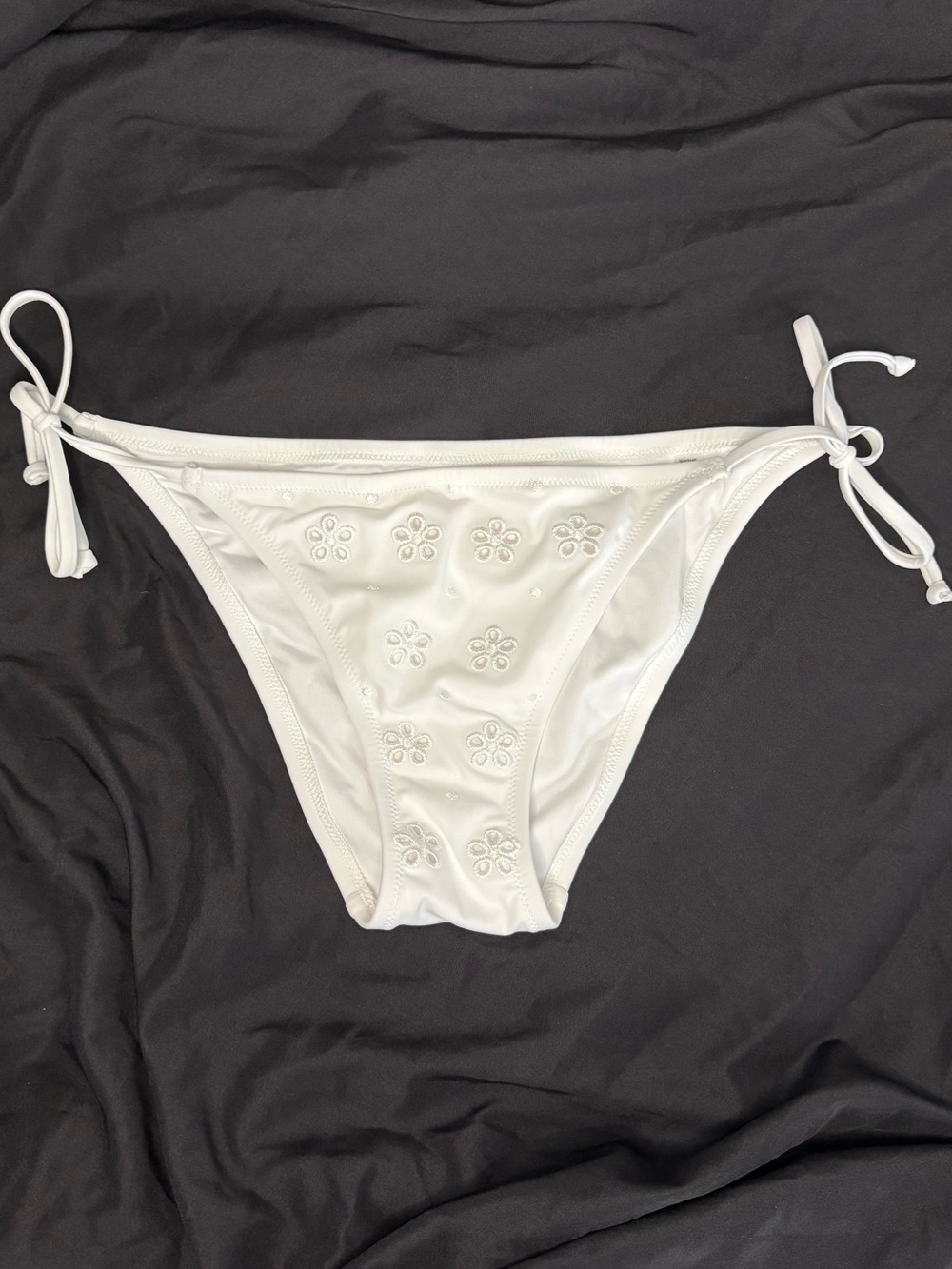 Victoria's Secret White Bikini Bottom with Pink Logo Print